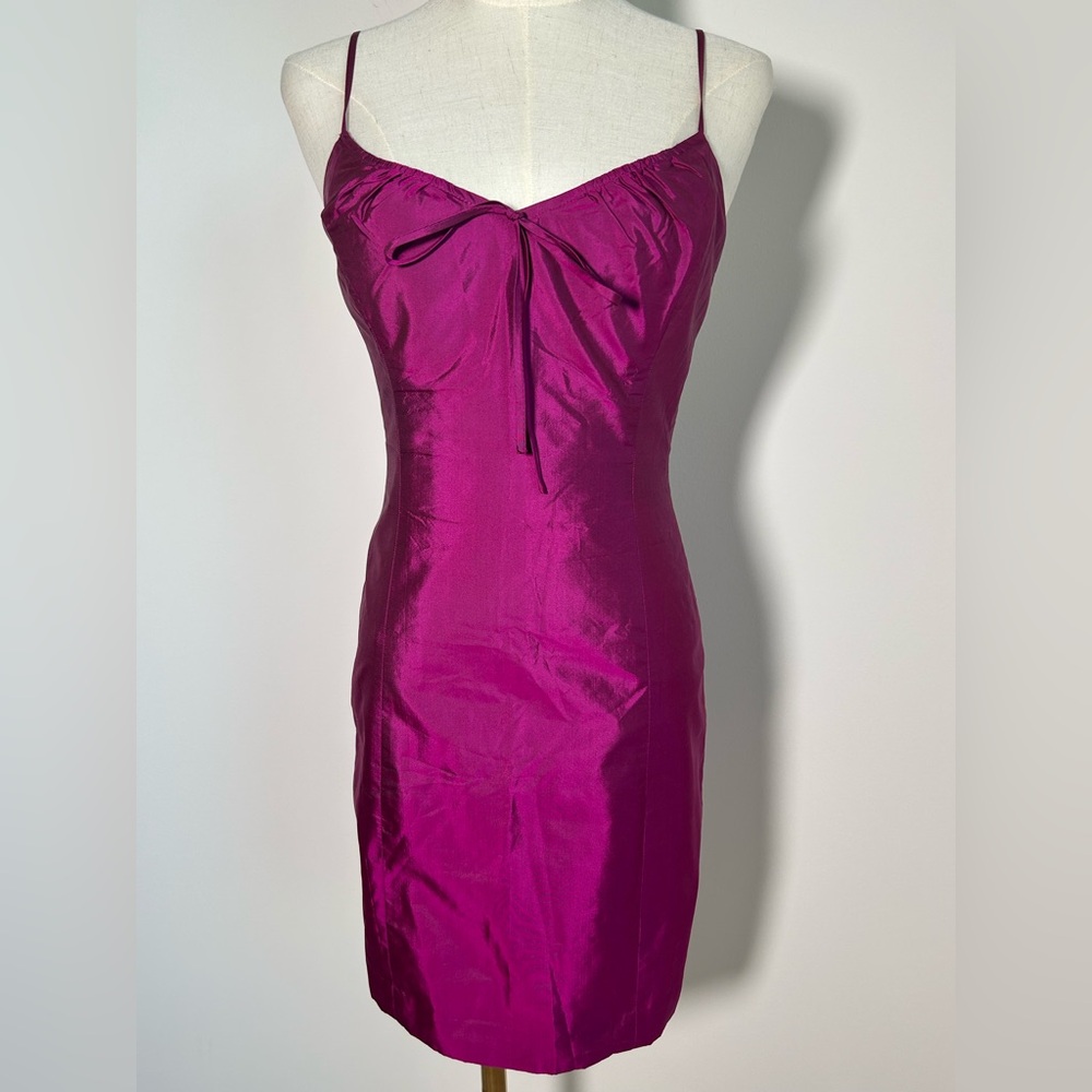 VTG 90s LAUNDRY BY SHELLI SEGAL taffeta Bodycon Mini Dress